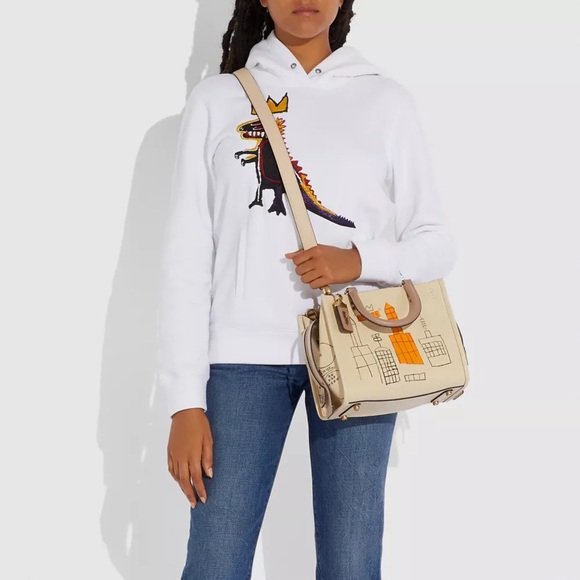 New Coach X Jean Michel Basquiat Rogue 25 Ivory with Charm, Card Case & Wristlet - Picture 12 of 12